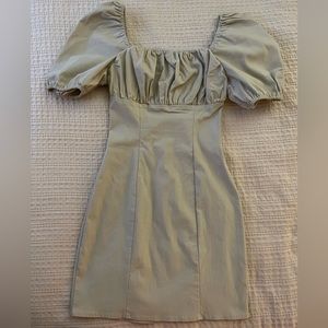 ASOS Design Puff Sleeve Structured Mini Dress - Tan - US 4